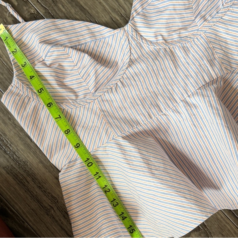 Zara Blue Navy White Burnt Red Peplum Cami Women’s Striped Top NWT XL 2924/182 - Picture 13 of 13